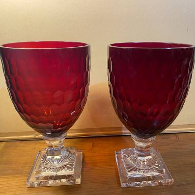 paire vases cristal taillé