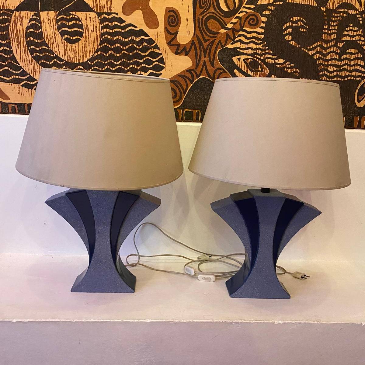 paire lampes céramique paire lampe céramique bleu