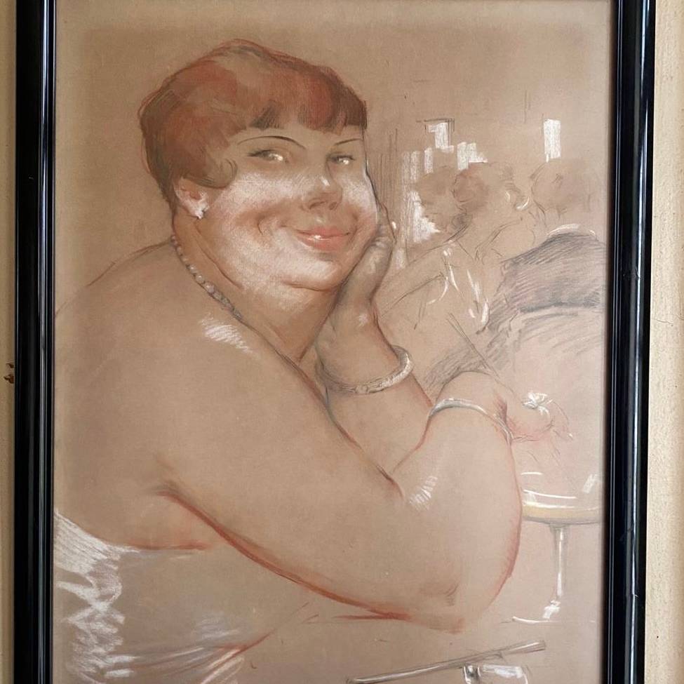 pastel scène de brasserie Pastel scène de brasserie art déco