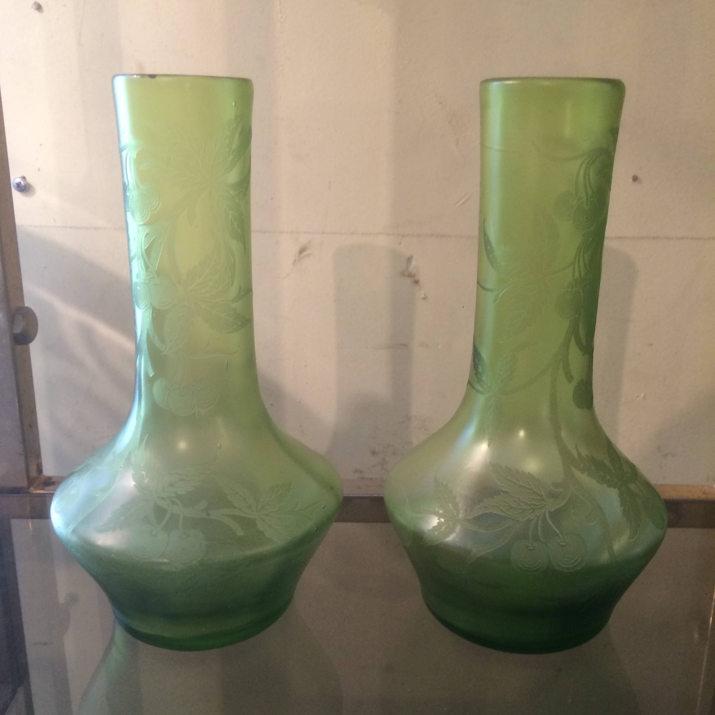 paire vases verre irisé