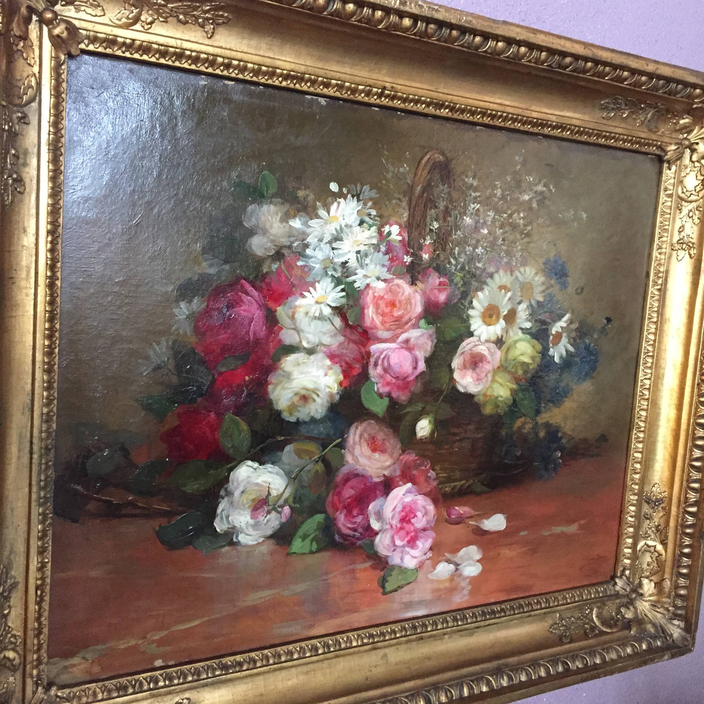 huile sur toile bouquet de fleurs