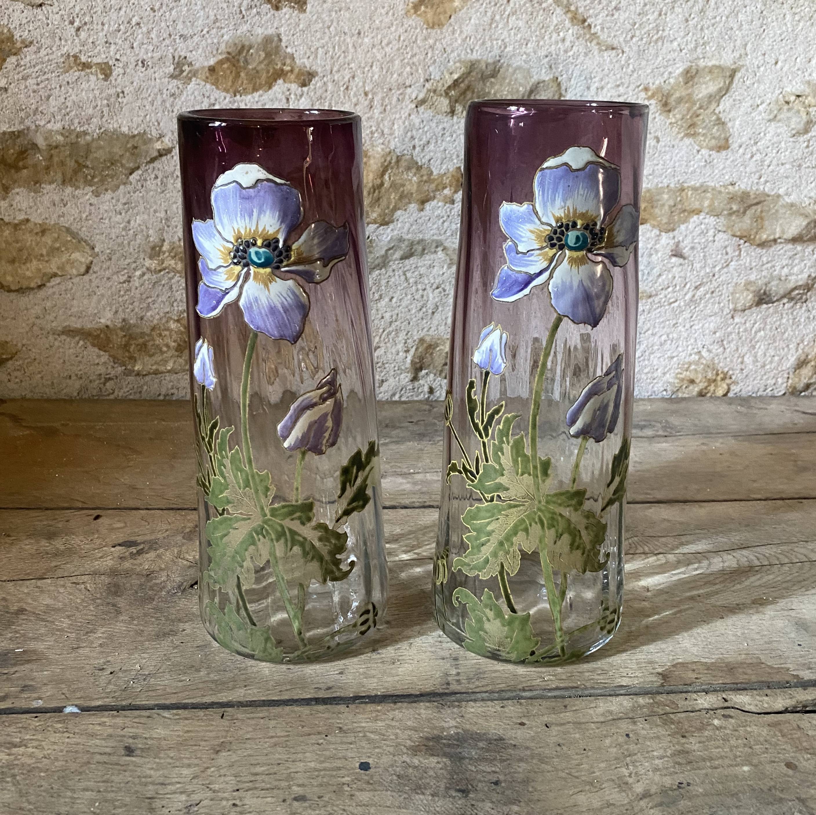 vases verre émaillé