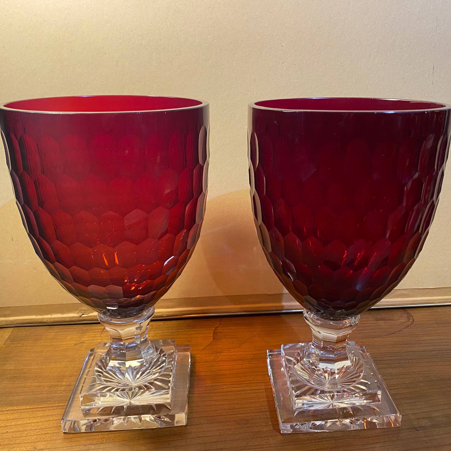 paire vases cristal taillé