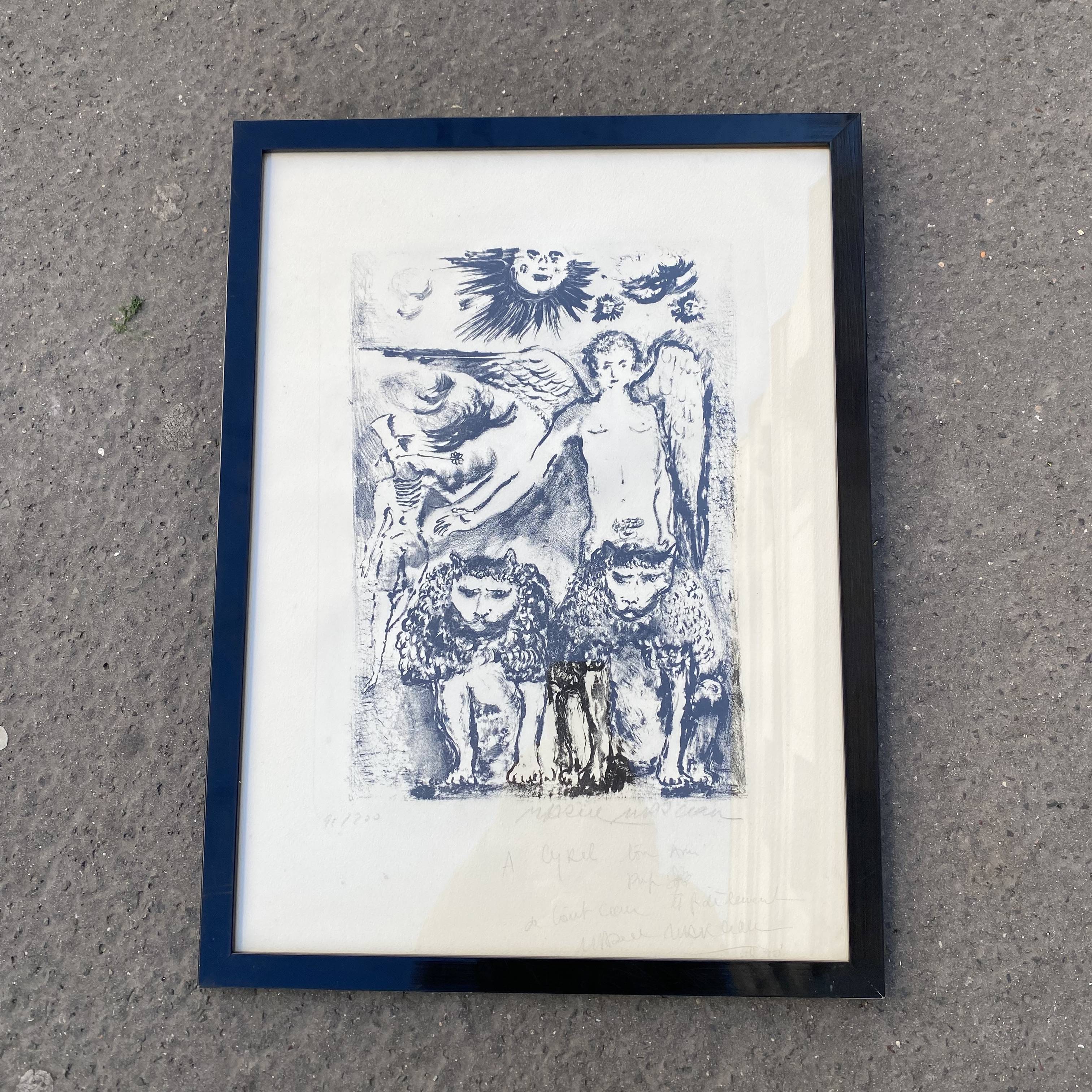 marcel Marceau lithographie l'ange mythologique