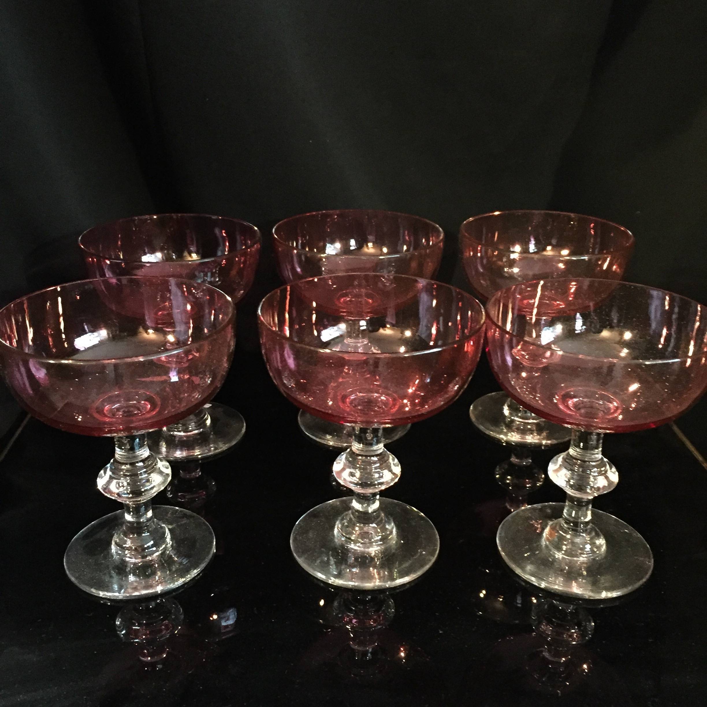coupes champagne cristal rose anciennes
