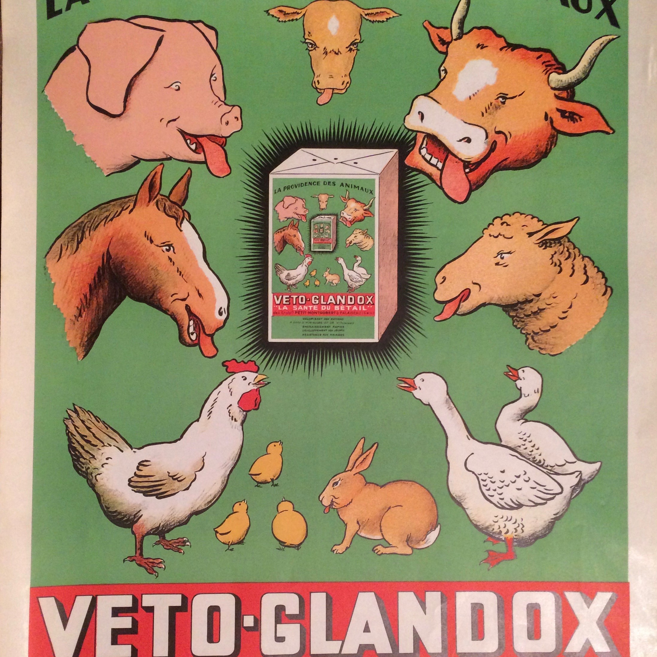 Affiche publicitaire Veto Glandox / aliment pour bétail